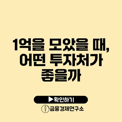 1억을 모았을 때, 어떤 투자처가 좋을까?