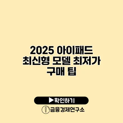 2025 아이패드 최신형 모델 최저가 구매 팁