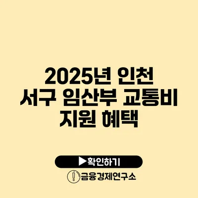 2025년 인천 서구 임산부 교통비 지원 혜택