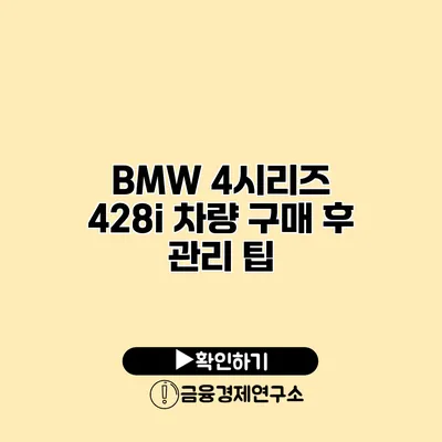 BMW 4시리즈 428i 차량 구매 후 관리 팁