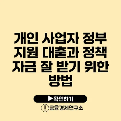 개인 사업자 정부 지원 대출과 정책 자금 잘 받기 위한 방법