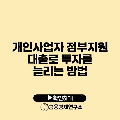 개인사업자 정부지원 대출로 투자를 늘리는 방법