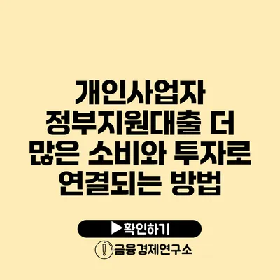 개인사업자 정부지원대출 더 많은 소비와 투자로 연결되는 방법