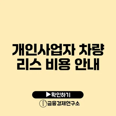 개인사업자 차량 리스 비용 안내