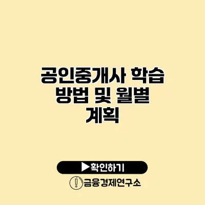 공인중개사 학습 방법 및 월별 계획