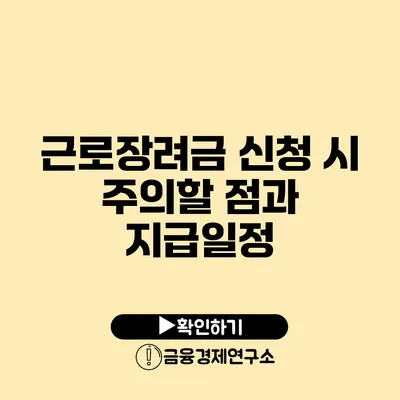 근로장려금 신청 시 주의할 점과 지급일정