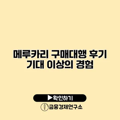 메루카리 구매대행 후기 기대 이상의 경험