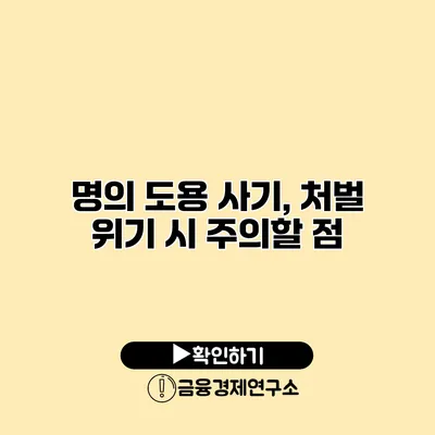 명의 도용 사기, 처벌 위기 시 주의할 점