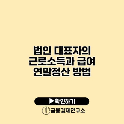 법인 대표자의 근로소득과 급여 연말정산 방법