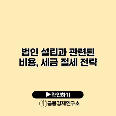 법인 설립과 관련된 비용, 세금 절세 전략