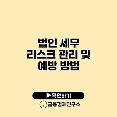 법인 세무 리스크 관리 및 예방 방법