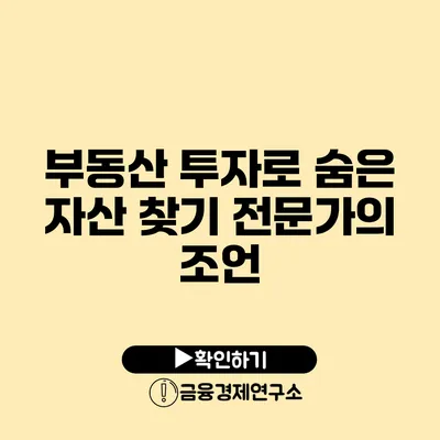 부동산 투자로 숨은 자산 찾기 전문가의 조언