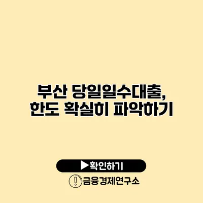 부산 당일일수대출, 한도 확실히 파악하기