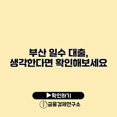 부산 일수 대출, 생각한다면 확인해보세요