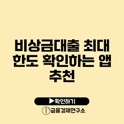 비상금대출 최대 한도 확인하는 앱 추천