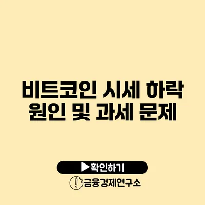 비트코인 시세 하락 원인 및 과세 문제