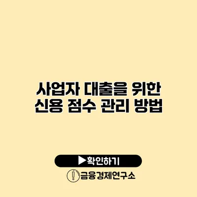 사업자 대출을 위한 신용 점수 관리 방법