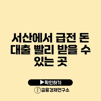 서산에서 급전 돈 대출 빨리 받을 수 있는 곳