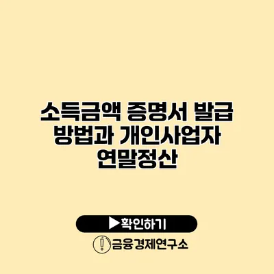 소득금액 증명서 발급 방법과 개인사업자 연말정산