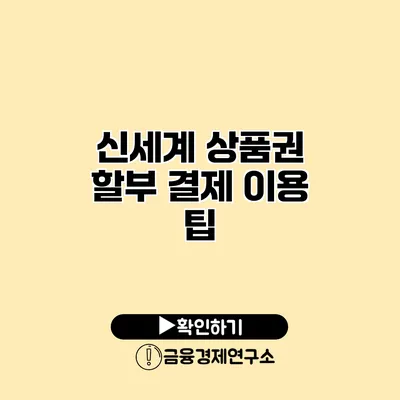 신세계 상품권 할부 결제 이용 팁