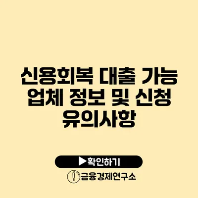 신용회복 대출 가능 업체 정보 및 신청 유의사항