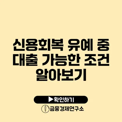 신용회복 유예 중 대출 가능한 조건 알아보기