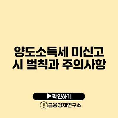 양도소득세 미신고 시 벌칙과 주의사항