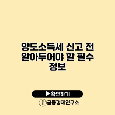 양도소득세 신고 전 알아두어야 할 필수 정보