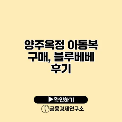 양주옥정 아동복 구매, 블루베베 후기