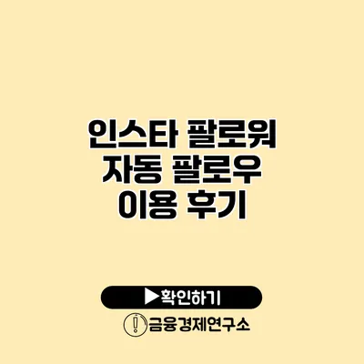 인스타 팔로워 자동 팔로우 이용 후기