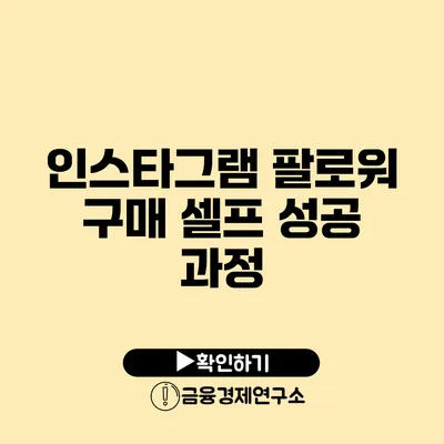 인스타그램 팔로워 구매 셀프 성공 과정