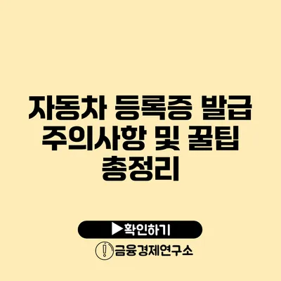 자동차 등록증 발급 주의사항 및 꿀팁 총정리