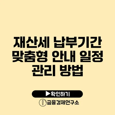 재산세 납부기간 맞춤형 안내 일정 관리 방법