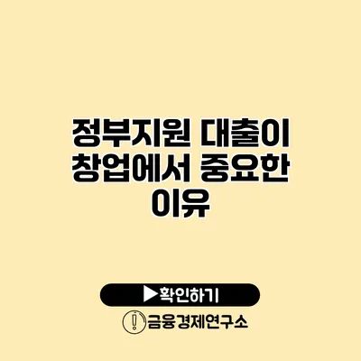 정부지원 대출이 창업에서 중요한 이유