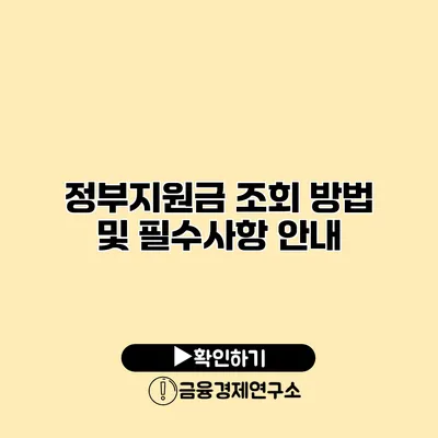 정부지원금 조회 방법 및 필수사항 안내