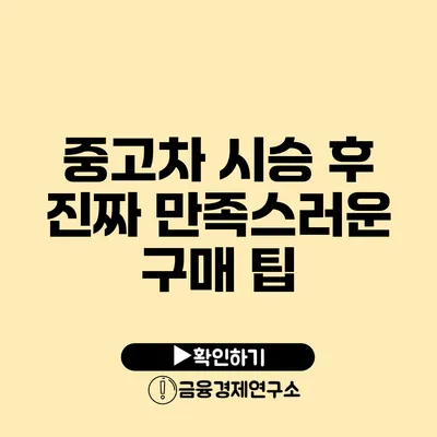 중고차 시승 후 진짜 만족스러운 구매 팁