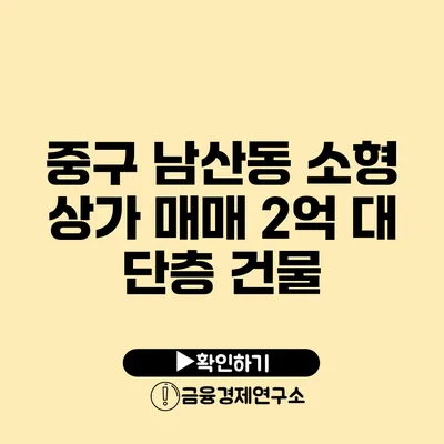 중구 남산동 소형 상가 매매 2억 대 단층 건물