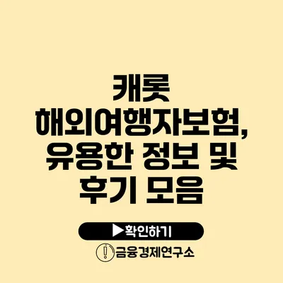 캐롯 해외여행자보험, 유용한 정보 및 후기 모음