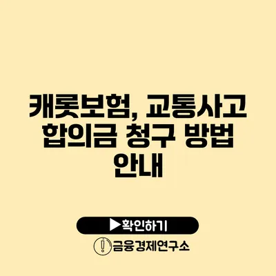 캐롯보험, 교통사고 합의금 청구 방법 안내