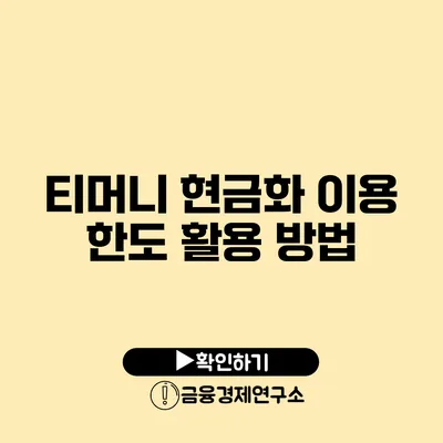 티머니 현금화 이용 한도: 활용 방법