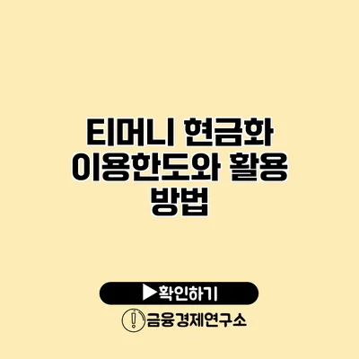 티머니 현금화 이용한도와 활용 방법