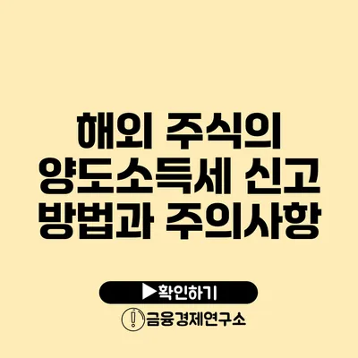 해외 주식의 양도소득세 신고 방법과 주의사항