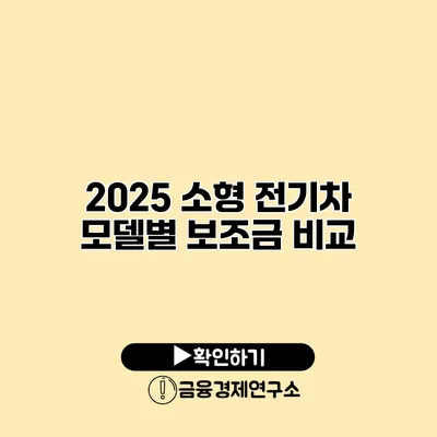 2025 소형 전기차 모델별 보조금 비교
