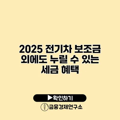 2025 전기차 보조금 외에도 누릴 수 있는 세금 혜택