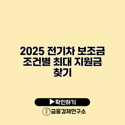 2025 전기차 보조금 조건별 최대 지원금 찾기