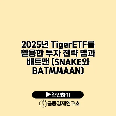 2025년 TigerETF를 활용한 투자 전략 뱀과 배트맨 (SNAKE와 BATMMAAN)