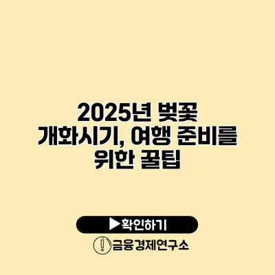 2025년 벚꽃 개화시기, 여행 준비를 위한 꿀팁