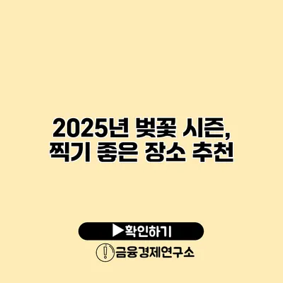 2025년 벚꽃 시즌, 찍기 좋은 장소 추천