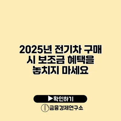 2025년 전기차 구매 시 보조금 혜택을 놓치지 마세요