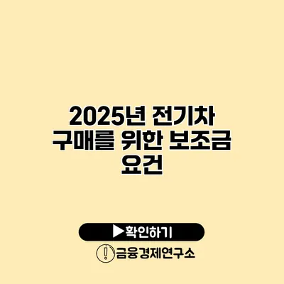 2025년 전기차 구매를 위한 보조금 요건
